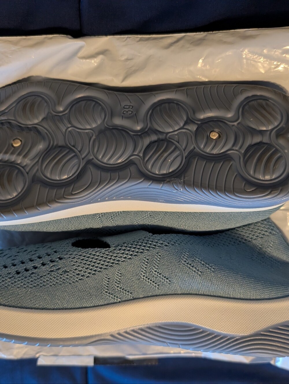 Light Blue Knit Slip-On Sneakers Size 7.5 - Picture 4 of 11